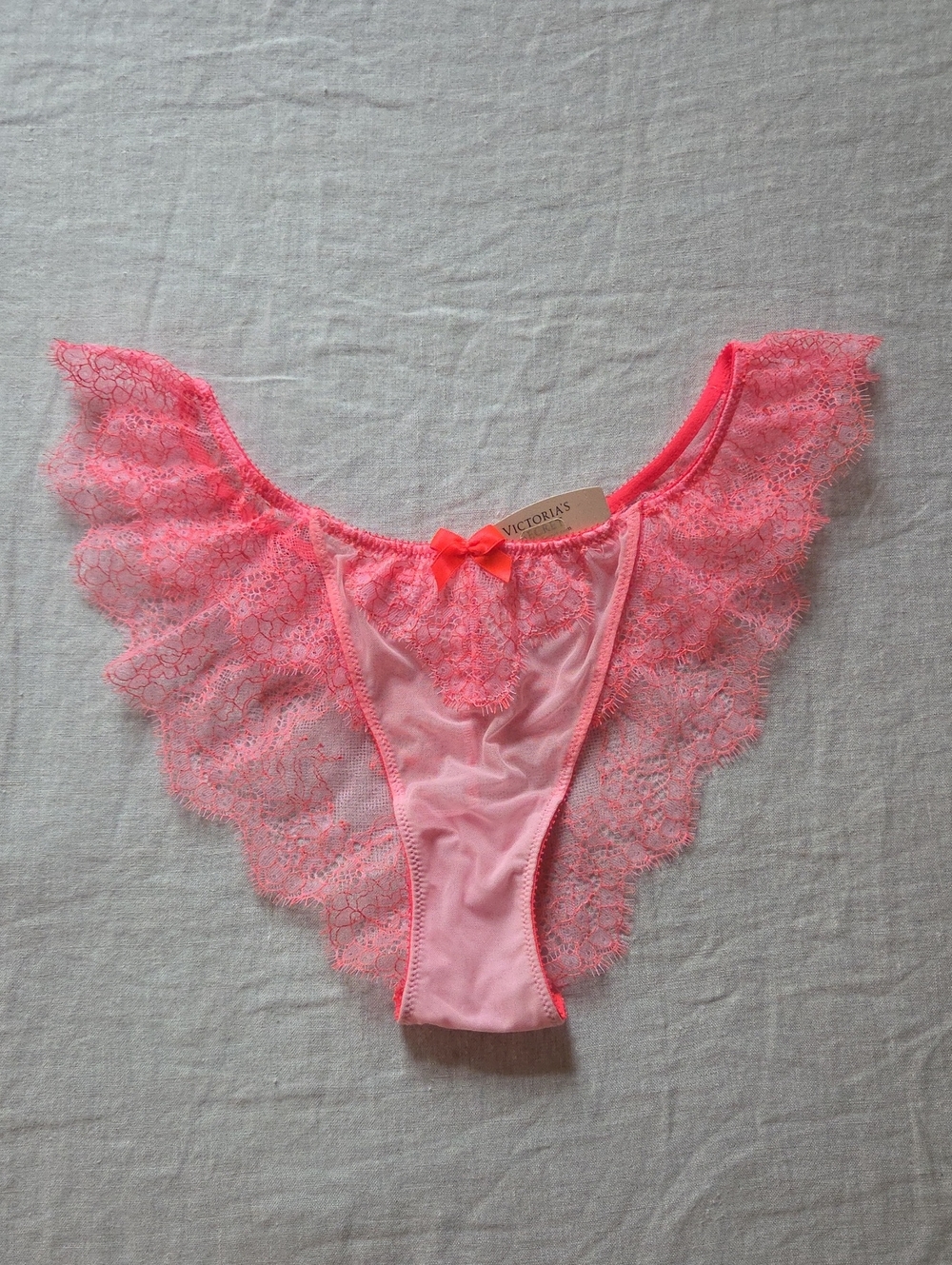 Victoria's Secret Neon Pink Lace Ruffle Bikini Panty